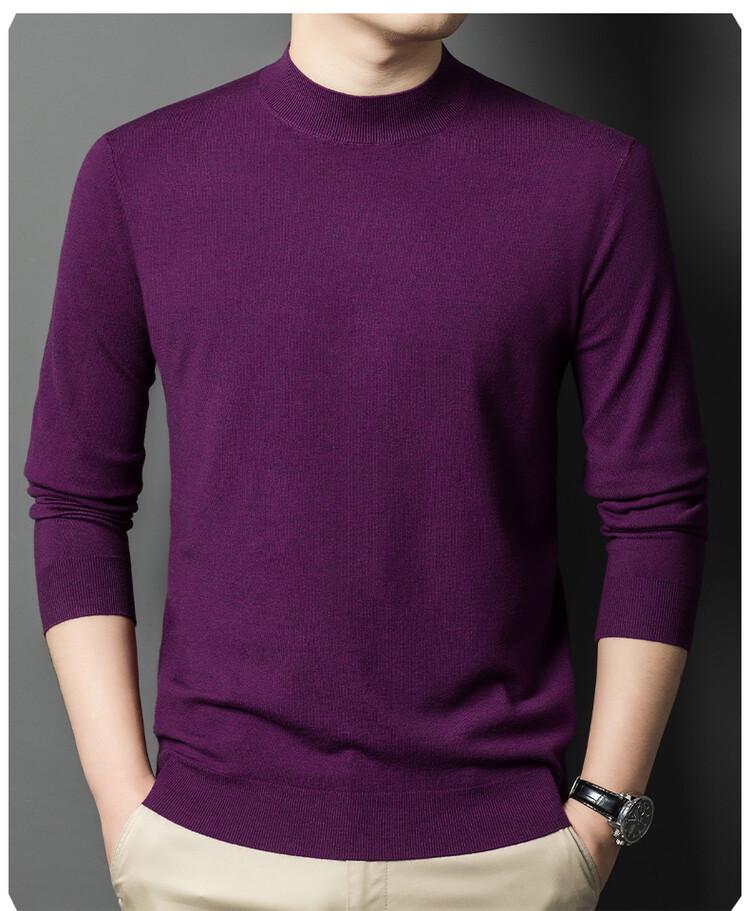 Pull en maille à manches longues et col semi-montant style coréen pour homme