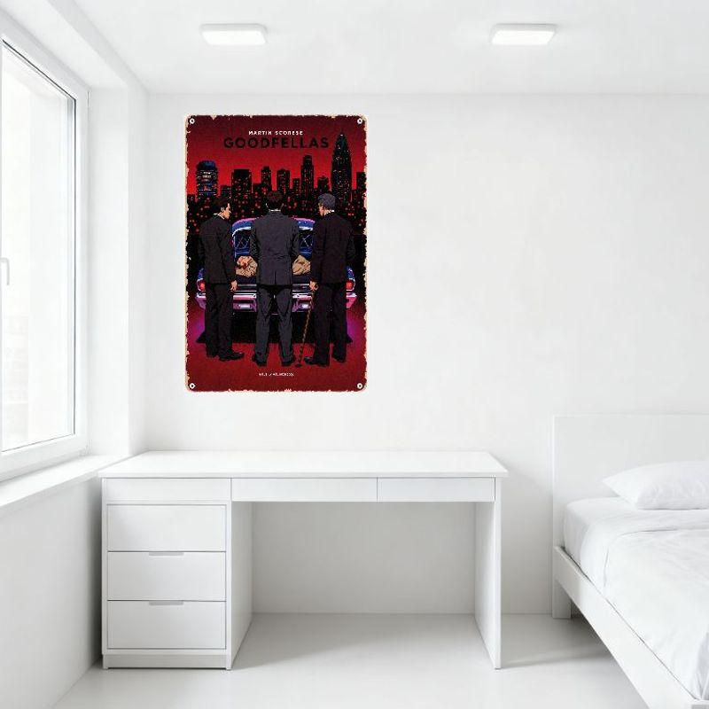 Goodfellas Martin Scorsese Retro Filmplåtskylt Nattstadsscen Gritty Crime Drama Väggdekor för Bar Man Cave Hemmakontor Konst