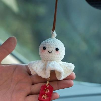 Niedliches Plüsch-Sonnenpuppen-Auto-Hängeanhänger Spiegelornamente Plüsch-Häkel-Sichere Fahr-Amulette Auto-Innenraumdekorationen