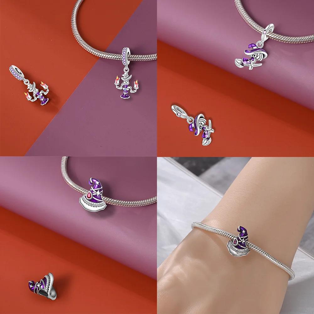 Copper Halloween Skull Bat Pumpkin Boutique Pendant Fit Original Bracelet Charm Beads Necklace Diy Female Jewelry