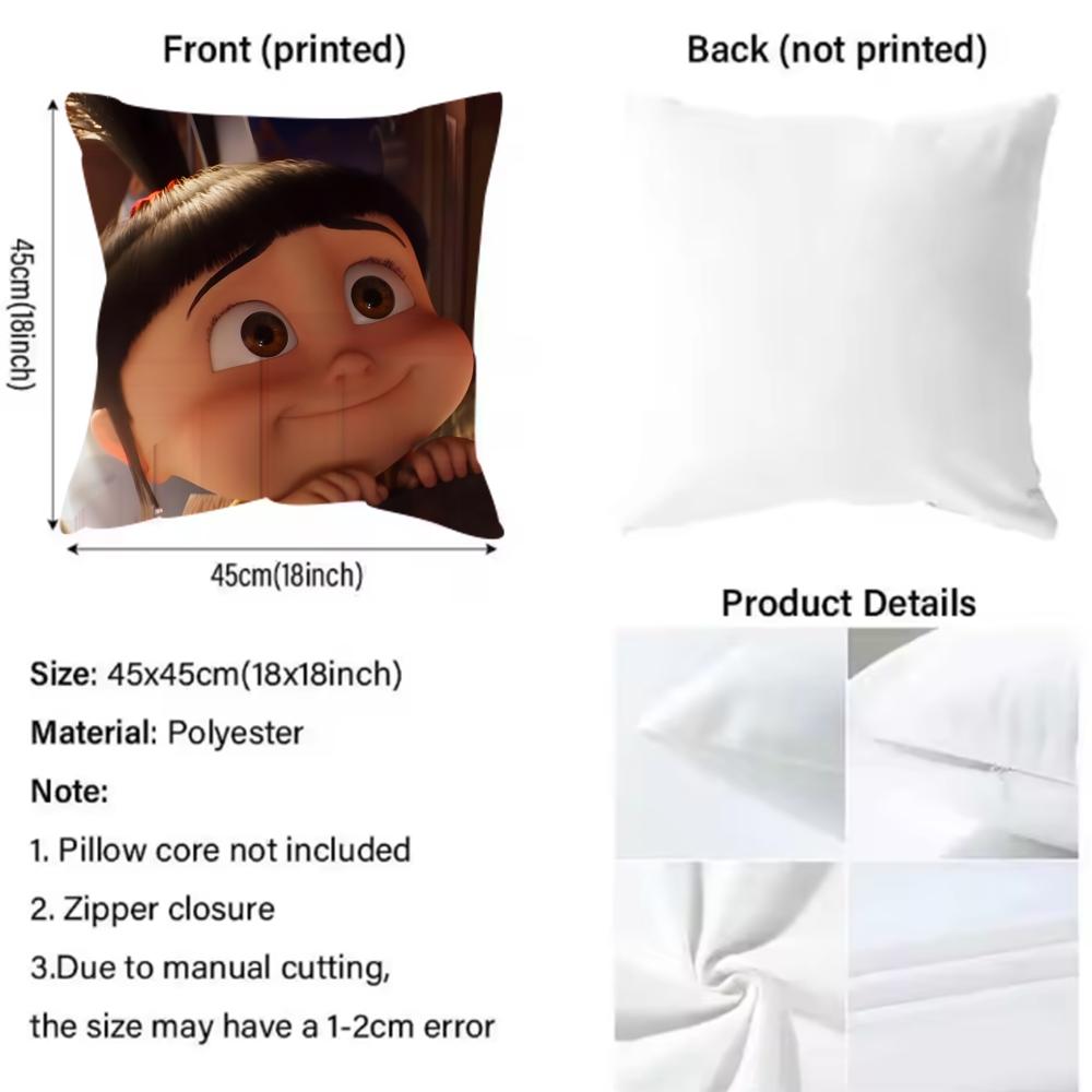 A-Agnes cute Cushion Cover 2-in-1 Reversible Plush Pillow Cover | Car/Sofa/Bed | Perfect Gift