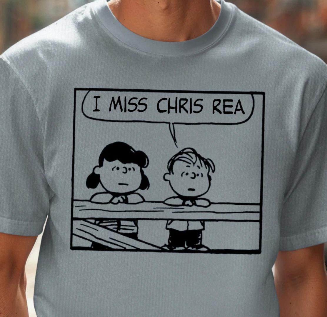 I Miss Chris Rea Peanuts Illustration T-shirt | Classic Rock Tee XL