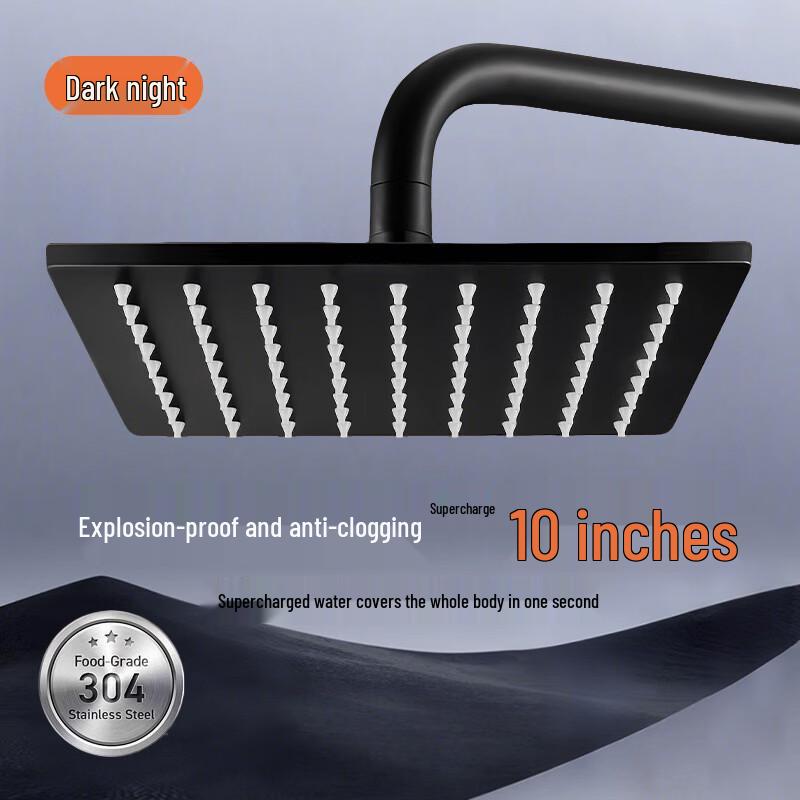 Matte Black 304 Stainless Steel Square Shower Head