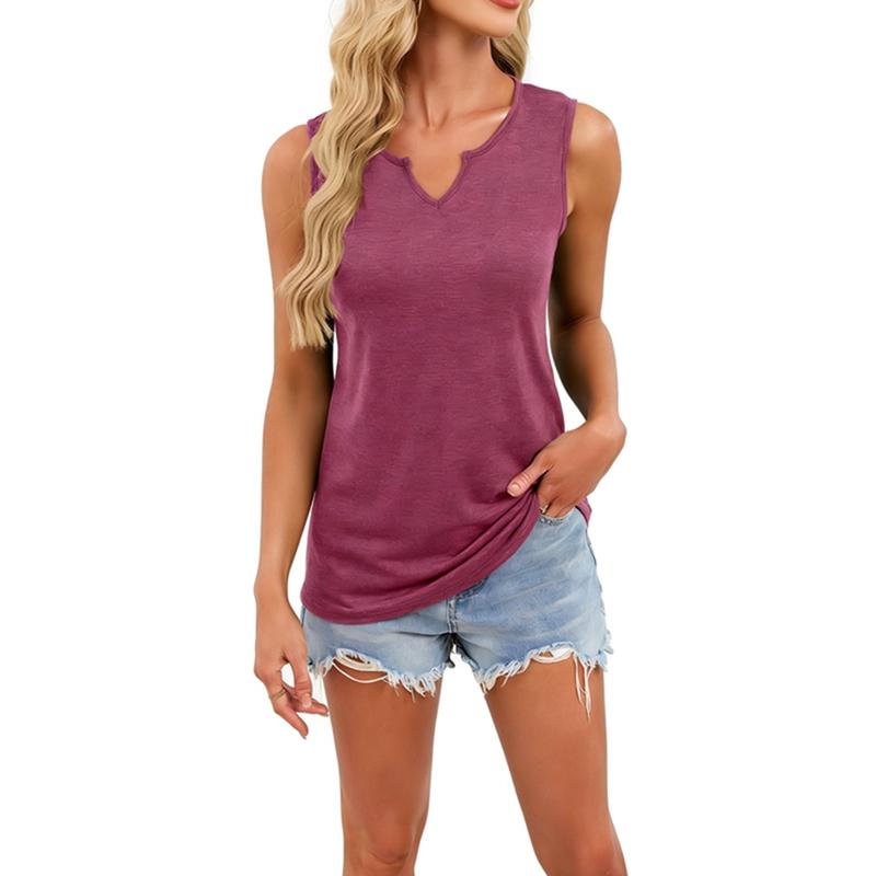 Women's V-neck Solid Color Sleeveless Top
