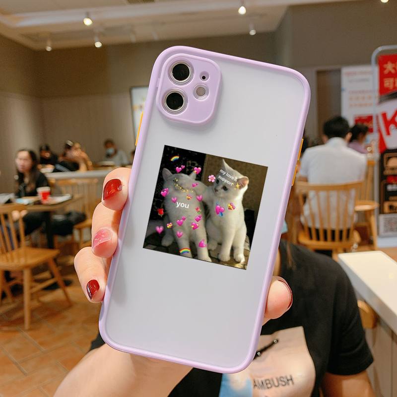 Super cute cats dogs Bumper Phone Case For iphone12 11 Pro Max X XS Max XR 7 8 Plus 12mini Translucent Matte Shockproof Cover