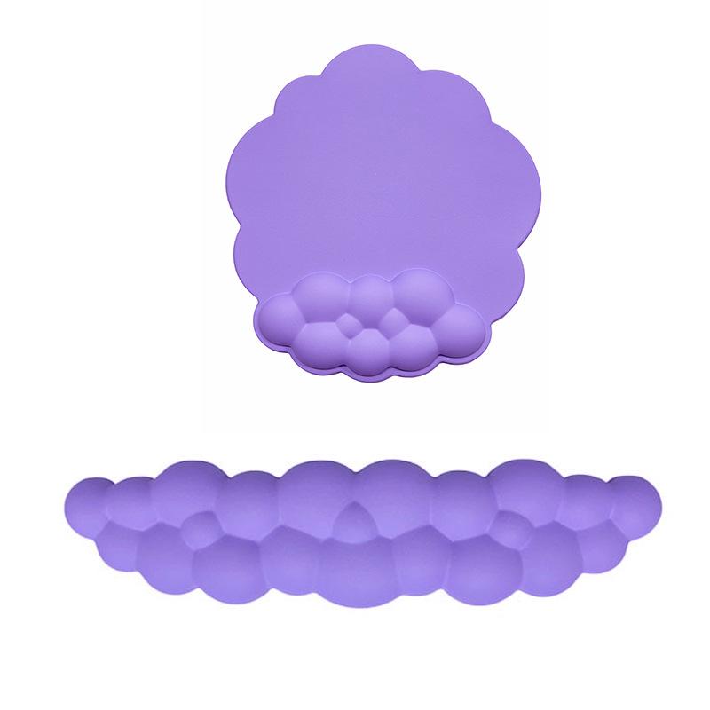 Cloud Leather Mouse Pad & Memory Foam Wrist Rest - Non-Slip Silicone Keyboard Support