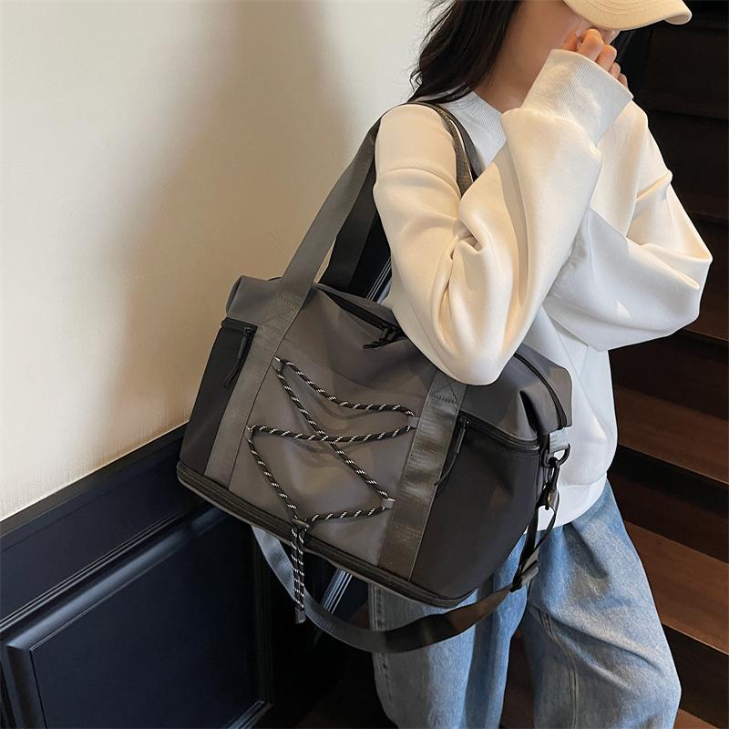 Casual Casual Tote Bag Lightweight Solid Color Travel Luggage Bag Drawstring Portable Oxford Cloth Shoulder Bag Travel