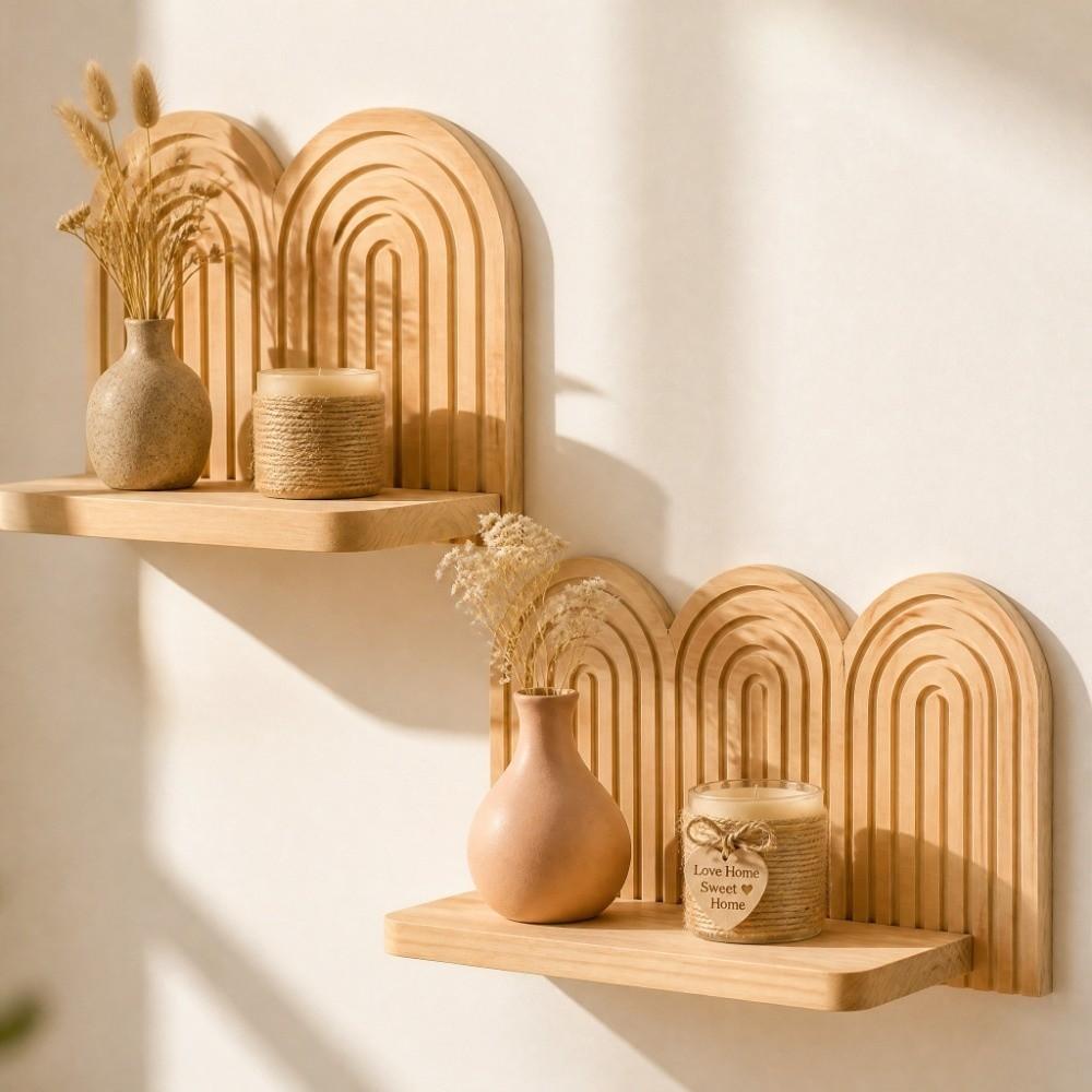 Multi Tier Wall Plant Holder Solid Wood Wooden Wall Shelf Blank Wall Space
