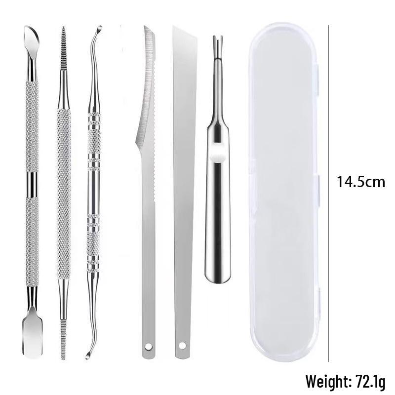Stainless Steel Pedicure Knife Set: Dual-Headed Nail Pick with Razor, Foot File & Exfoliating Tool