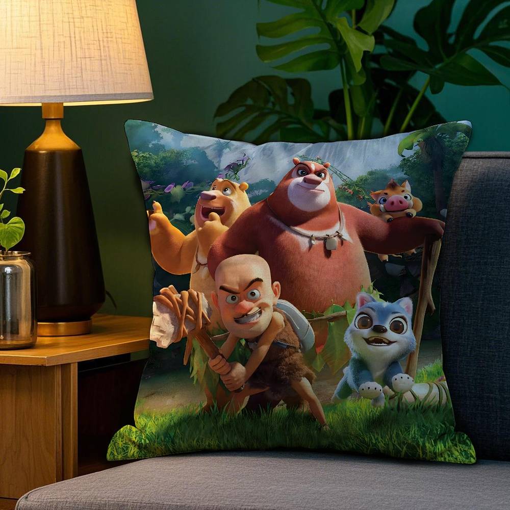 B-Boonie B-Bears Pillow Case Plush Linen Soft Double Sided Printed Design Throw Cushion Decorative Home