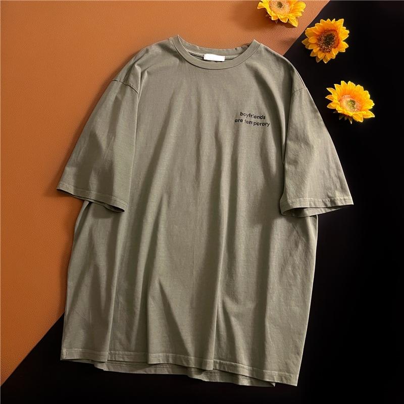 

Tile pull-frame cotton oversize medium and long large size loose short-sleeved t-shirt women M светло-зеленый