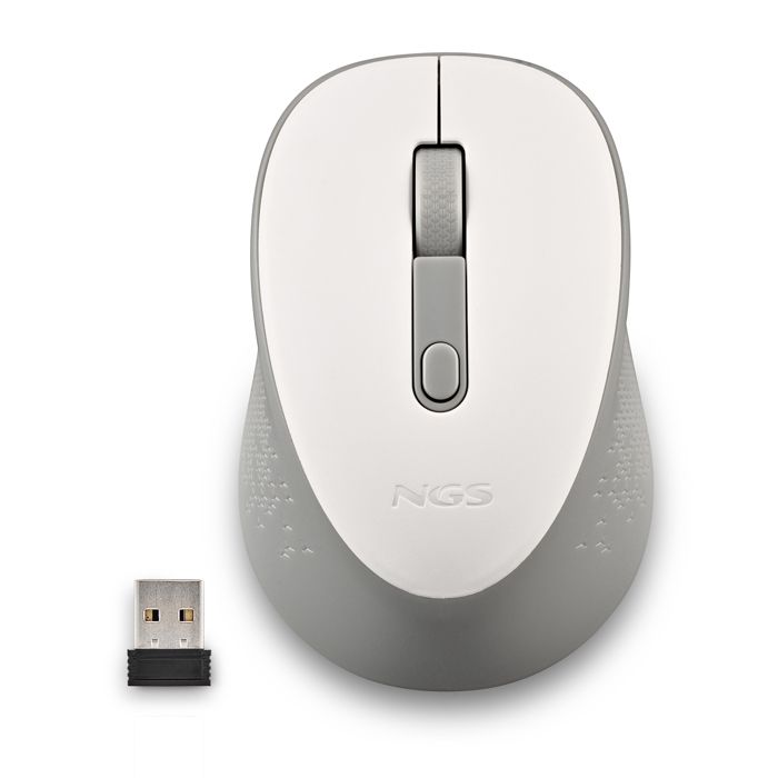 Souris Optique Sans Fil - NGS - DEW WHITE - 2,4 GHz - 800/1600 DPI - Ambidextre, Silencieuse