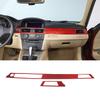 Red Carbon Fiber Console Dashboard Cover Trim For BMW 3 Series E90 2005-12