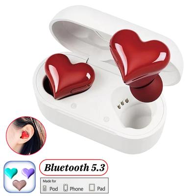 Heart Shape Wireless Earphones Earbuds Bluetooth-compatible Headset Women Fashion Gaming Student Headphones Girl Gift