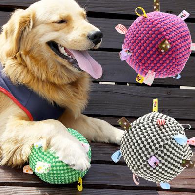 Interactive Ball Dog Toy for Aggressive Chewers Training Decompress Bite Resistant Plush Handle Dog Toys with Bells Pet Supplies