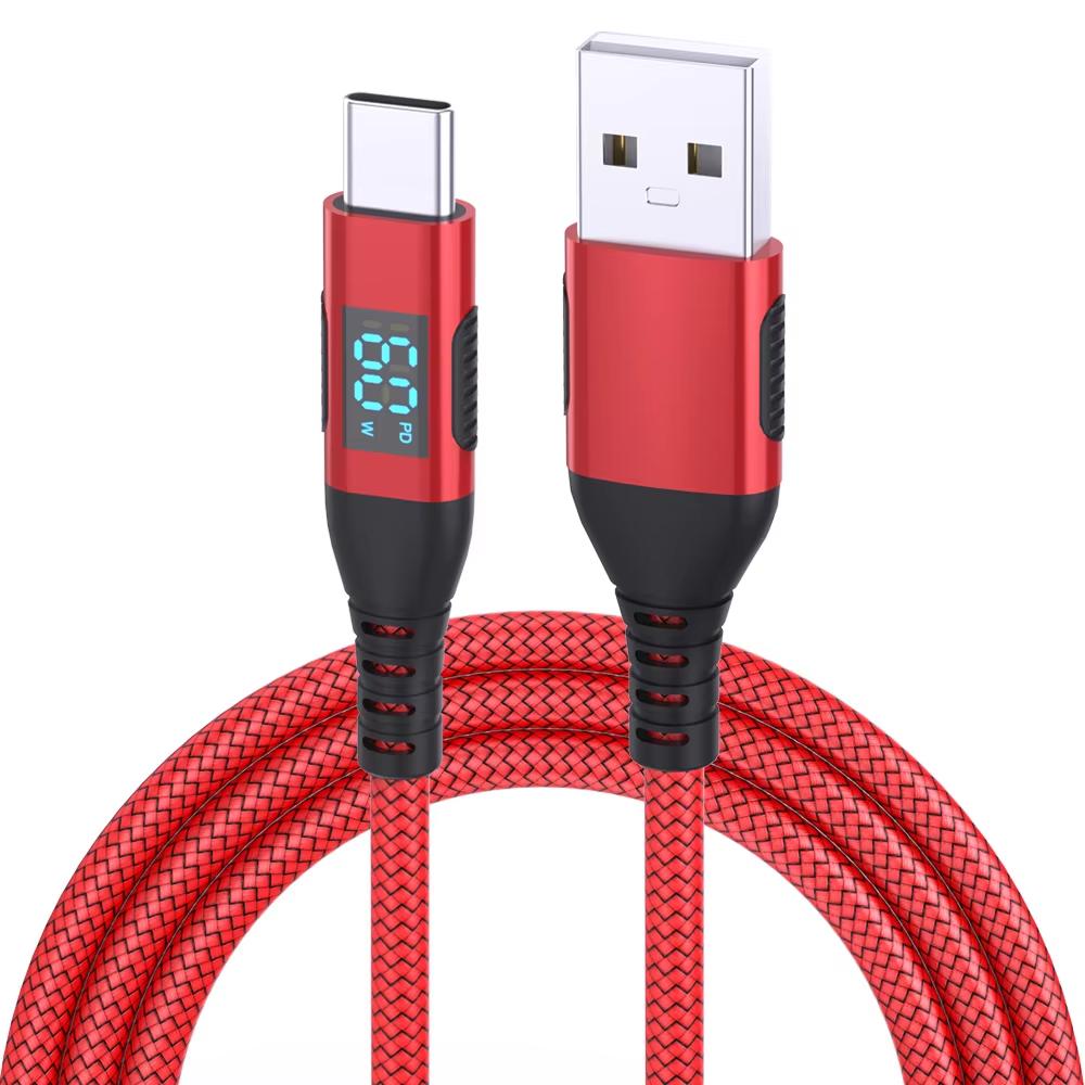 

Высококачественный 1 шт. USB на Type-C кабель 60 Вт Быстрая зарядка Зарядное устройство Провод Светодиодный дисплей Для Samsung Ноутбука USB C Шнур 1М 2М 3М 1M