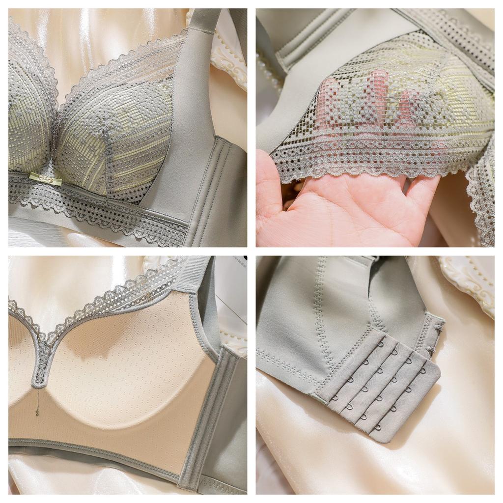 Lightweight Breathable Seamless Lace Bra That Makes Large Breasts Appear Smaller Without Underwire and With Side Boob Support
