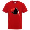 Unisexs Tshirt High Quality Cotton Blend Funny Knife Cat Printed Casual Loose Cool Streetwear for Unisex TShirt Oneck Male Top Tee