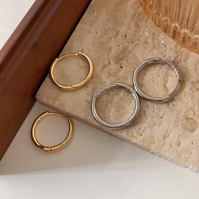 Geometric Plain Ring Earrings Women'S Round Stud Earrings Simple And Fashionable Personalized Earrings Version Temperament Cold Ear Buckles