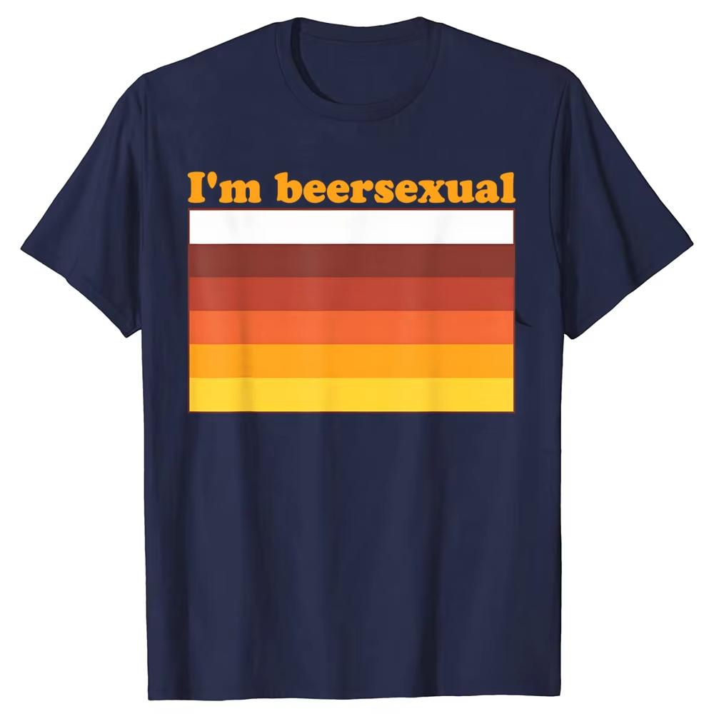 

Funny Im Beersexual Beer Drinking LGBTQ Pride T Shirts Unisex Humor Streetwear Tee Short Sleeve Unisex Loose Crewneck Clothing 4XL