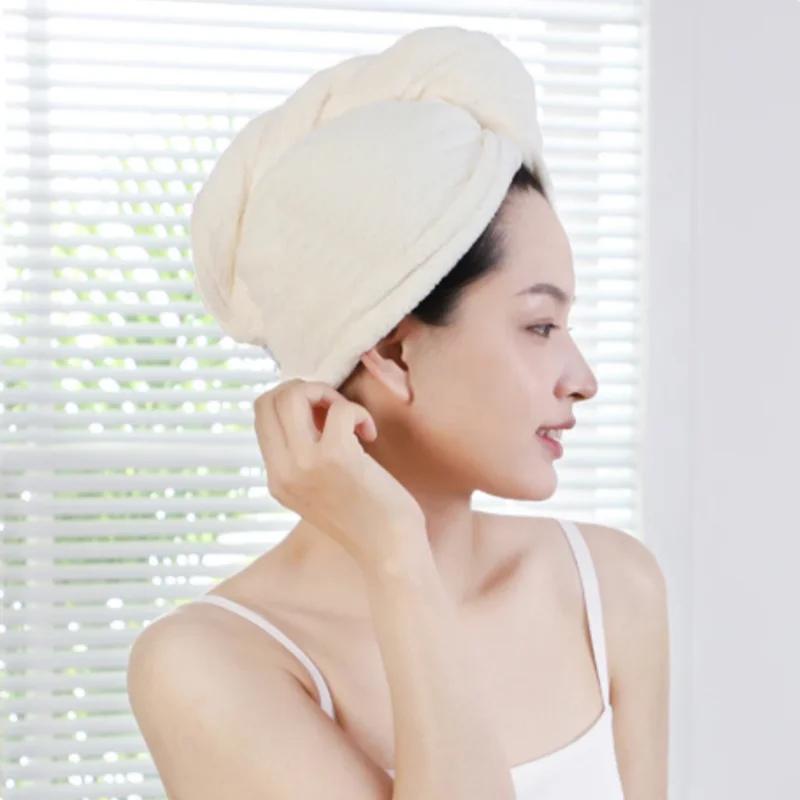 Care Cap with Button Super Absorbent Hair Towel Wrap Fast Drying Hair Wraps Women Bathroom Accessories Microfiber Hair Towel