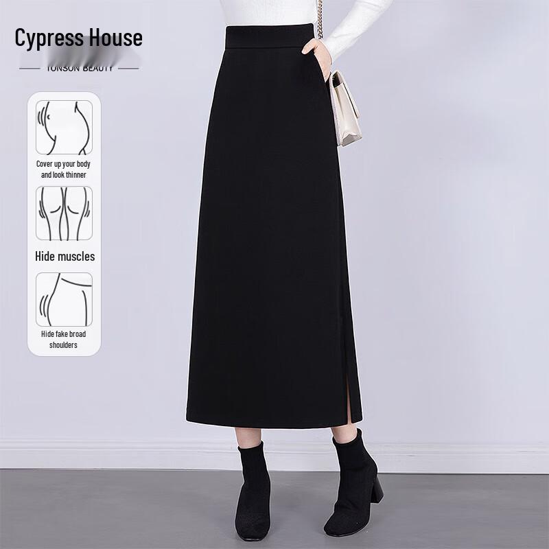 Women s High-Waisted A-Line Slit Midi Skirt XXL