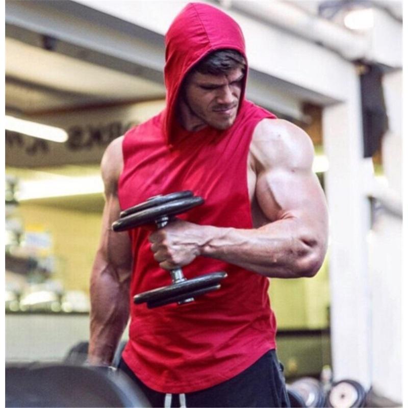  Herren Ärmelloses Tanktop mit Kapuze, Fitness-Tanktop, Pullover, Hoodies, Bodybuilding, Weste, Fitnessstudio, Sportbekleidung, Training  