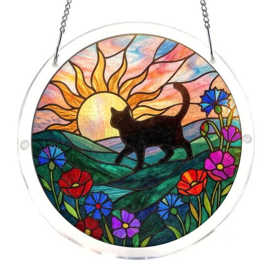 Yousheng Acrylic Puzzle Suncatcher DIY Jigsaw Puzzle Suncatcher Kit with UV Printed Design Colorful Window Hanging Ornament for Home Garden Decor D