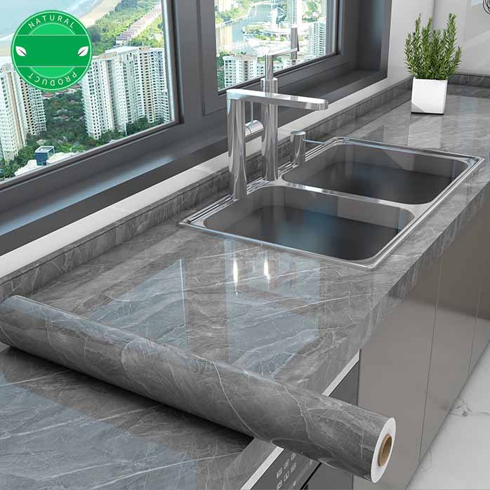 Self-adhesive Marble-pattern Oil-proof Kitchen Countertop Film Heat-resistant Renovation Moisture-proof Wall Sticker