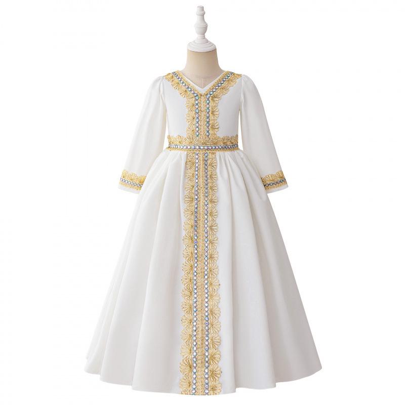 Shein Nuovo Abito Lungo in Chiffon Traspirante per Bambini con Design a Stampa a Caldo