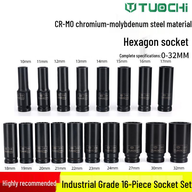 18-Piece Long Hex Socket & Air Wrench Set for Auto Repair