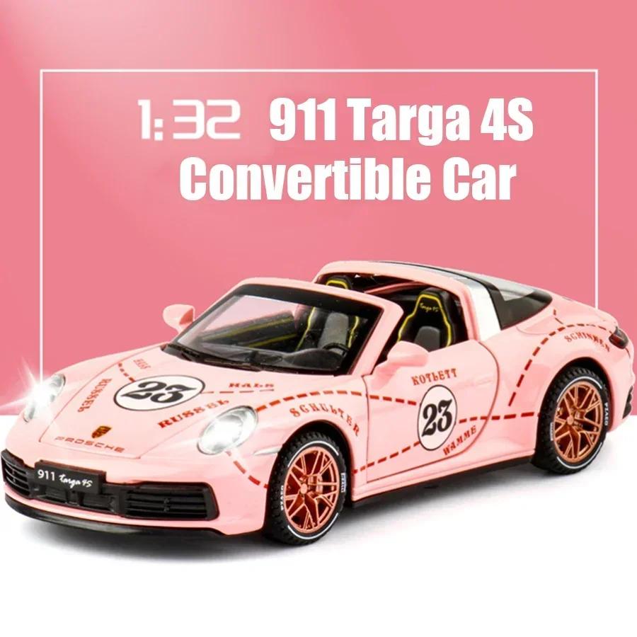 BBBG4 1:32 Porsche 911 Targa 4S Cabrio Sportlegierung Auto Modell Druckguss Sound Super Rennsport Ausfahrbarer Heckspoiler Heißes Auto Für Jungen Geschenke