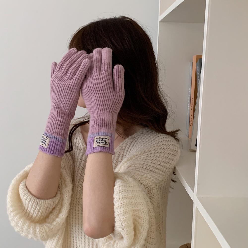 Casual Long Finger Gloves Solid Color Touchscreen Winter Gloves Windproof Knitted Gloves Outdoor Riding