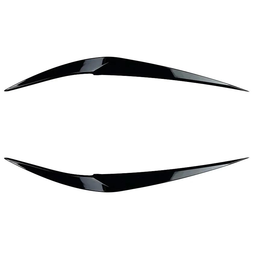 For BMW X1 F48 F49 2015+ ABS Car Front Headlight Eyelids Head Light Lamp Eyebrow Cover Trim Headlight Eyebrow Gloss Black