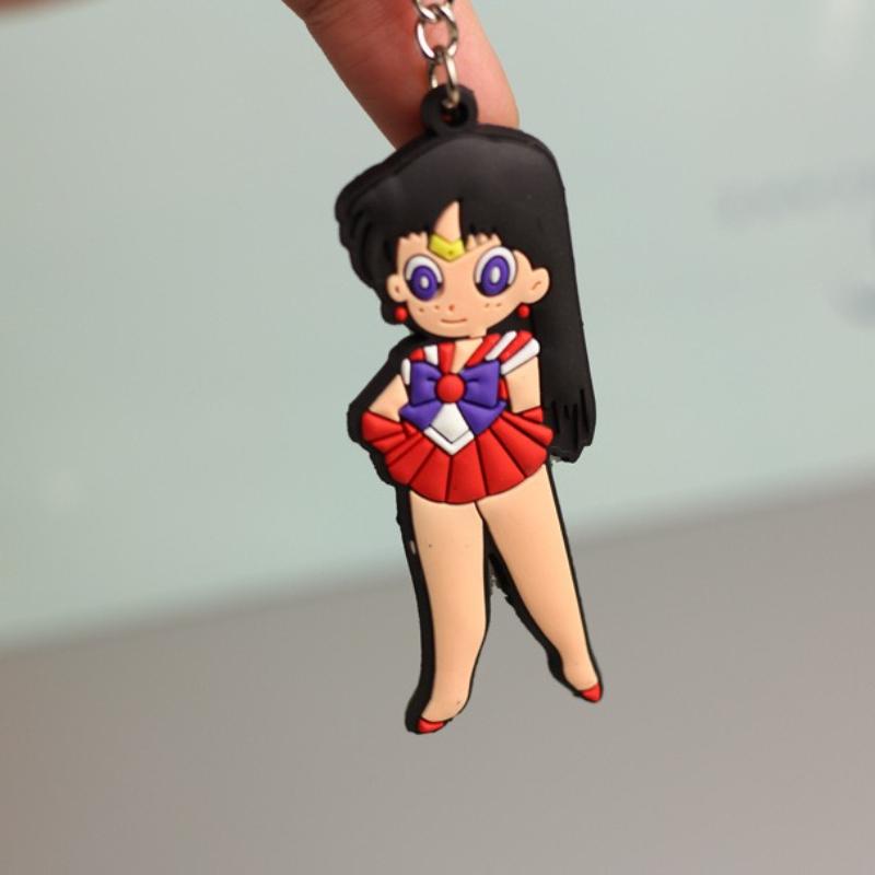 Anime Sailor Moon Keychain Figure Car Key Ring Double Side Chain Fans Collection Holder Bag Pendant Decoration Gift PVC Carry Mini Lightweight