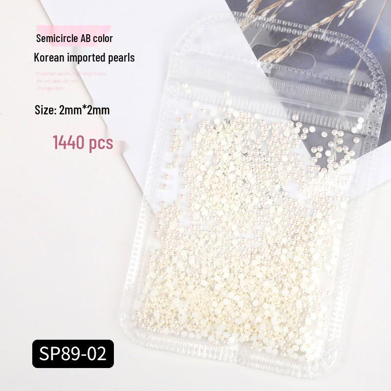 Korean Iridescent AB Pearl Nail Art Stickers - Various Sizes & Shapes
