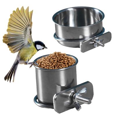 Vogelfutternapf Edelstahlnapf mit Klemme Papageienfutterspender Vogelkäfigfutterspender Futter-Wassernapf Haustier
