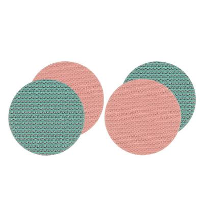 Dulton Round Coasters, Set of 2, Green and Pink. Vibrant, Reversible, Round, Washable, Suitable for Cups, Glasses, or As a Mat. Green X Pink,