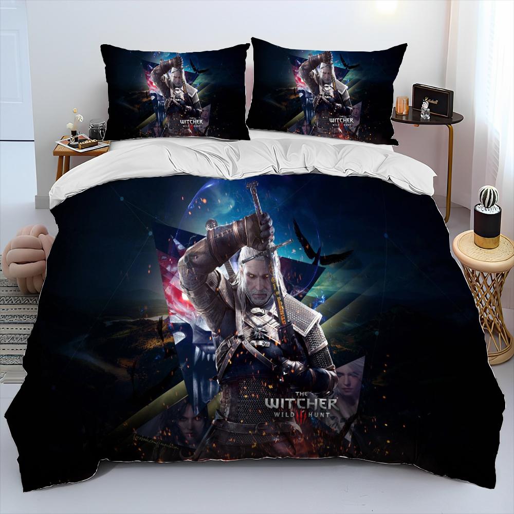 3D The W-Witcher Game Gamer cartoon Comforter Bedding Set,Duvet Cover Bed Set Quilt Cover Pillowcase,king Queen Size Bedding Set