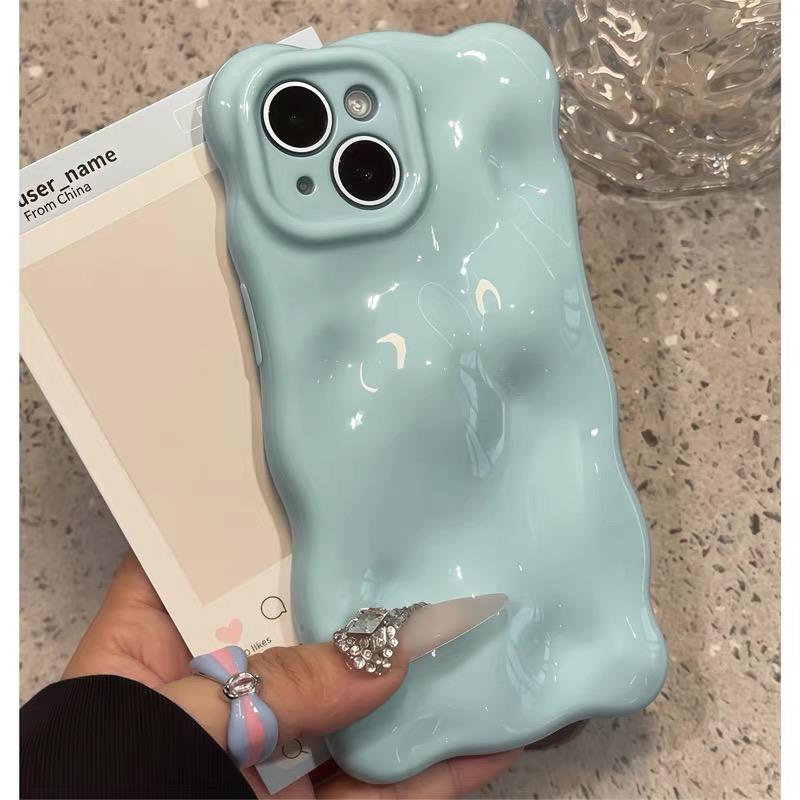 Luxury Soft Silicone Wave Fold Pattern Phone Case For iPhone 11 12 13 14 15 16 Pro Max Plus Candy Bumper Back Cases Cover