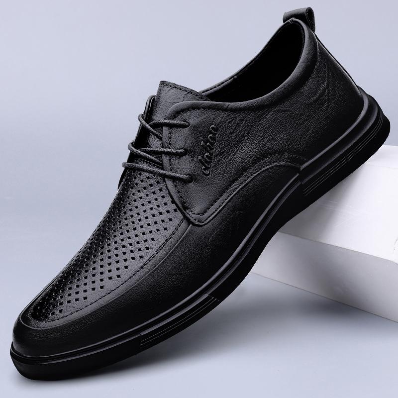 

Fashion Summer New Punching Leather Men Oxford Shoes Fashion Hollow Out Man Formal Footwear Business Pointed Toe Casual Breathable Shoes 46
