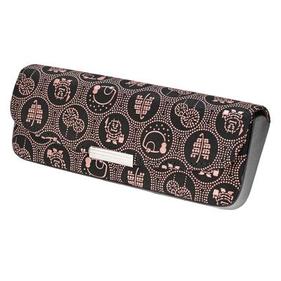 Inden H Glasses Black with Pink Akita Akita Prefecture Limited Edition Pattern [Inden-ya] Case, Deerskin, Lacquer, Pattern, 4206-51-AKT,