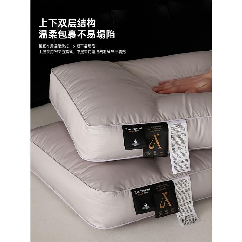 Premium Goose Down Pillow Side Sleepers Cervical Support 85% Fill Power Ultra Soft Hypoallergenic Bedding