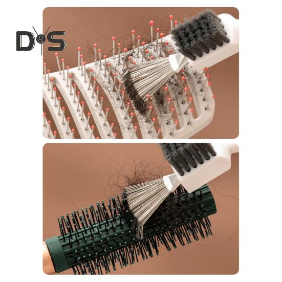 2Pcs Hair Comb Cleaner Tool Stainless Steel Hair Cleaning Brush 2 in 1 Comb Cleaner Wood Handle Hairbrush Cleaning Tool
