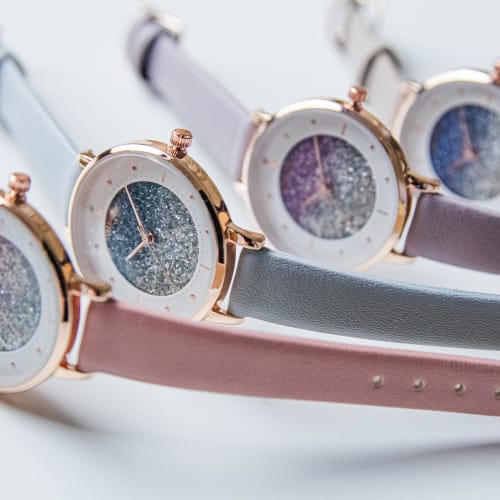 Fieldwork Women's Analog Watch with Leather Strap and Glitter Dial, Gray, Shannon ST284-4