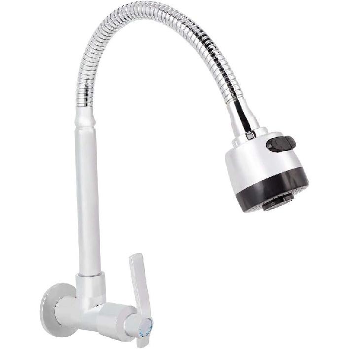 Kitchen Faucet Single Cold Type Water Tap, G1/2inch Household Kitchen Sink Faucet 360°Rotatable Wall Mount Faucet, Solid Stainless Steel Copper Cold