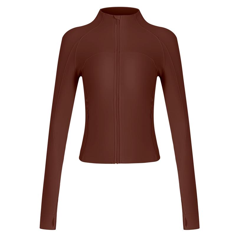 

High Neck Plus Velvet Long Sleeve Yoga Top for Autumn/Winter Medium