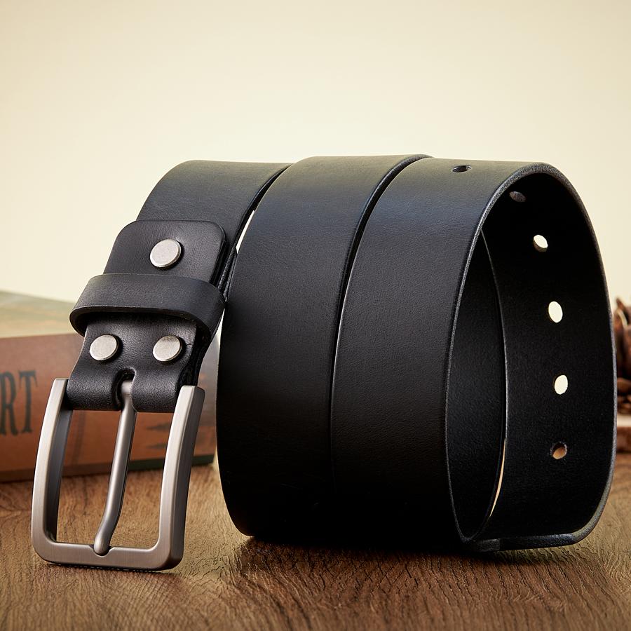 

3.8CM Real Genuine Leather for Men High Quality Cowskin Casual Jeans Belts Business Cowboy Waistband Male Fashion Designer Belt 130cm чорний