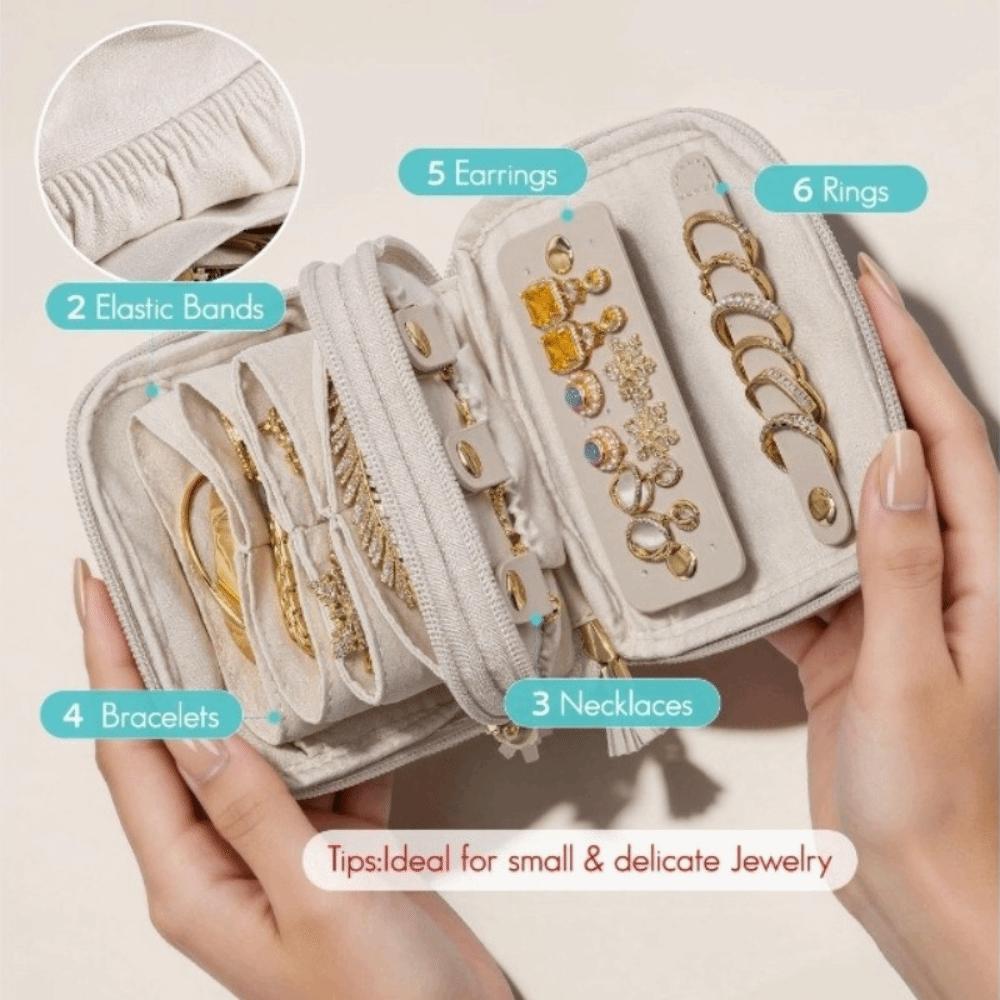 Large Capacity Jewelry Storage Case with Zipper Storage Bag for Rings/Necklace/Earrings