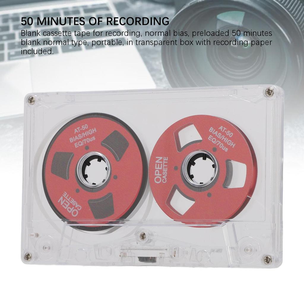 Blank Cassette Tape, 50 Minutes of Sound Recording, Double-Sided Blank Tape, Open Reel Blank Audio Cassette Tape for Music Recording (Red)